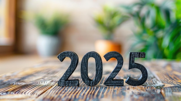 un tablero de madera con el número 2013 en él y una planta en el fondo