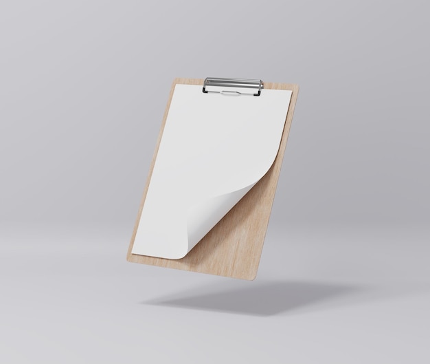 tablero de madera con papel blanco, representación 3d, ilustración 3d, representación