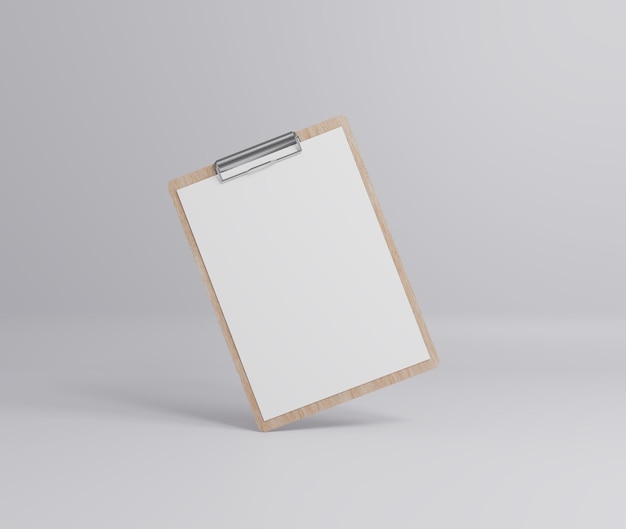 tablero de madera con papel blanco, representación 3d, ilustración 3d, representación