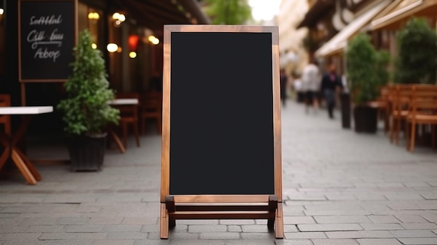 tablero negro vacío cerca de una cafetería