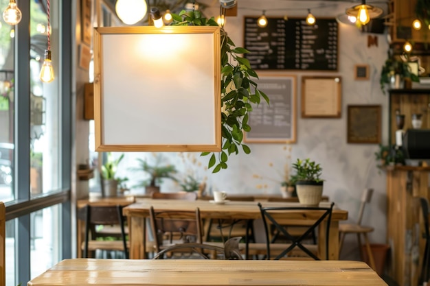 Tablero vacío para publicidad de servicios y productos en una cafetería