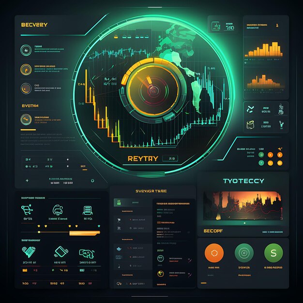 Tablero web de comercio de criptomonedas Tablero minimalista con concepto de mercado en vivo Idea de diseño de arte