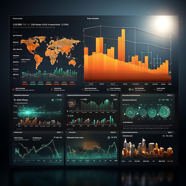 Tablero web de inteligencia de negocios Visualización de datos y análisis de tendencias Concepto Idea Diseño Arte