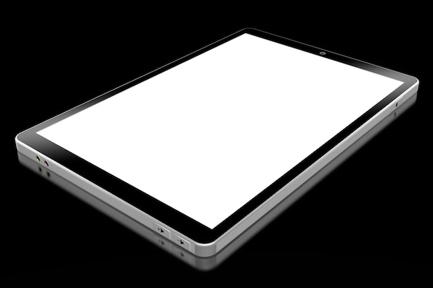 Tablet com tela vazia isolada em fundo preto