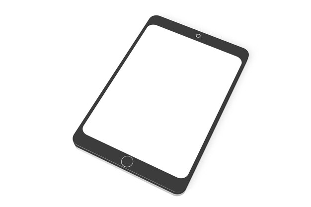 Tablet com tela vazia isolada na ilustração 3D de fundo branco