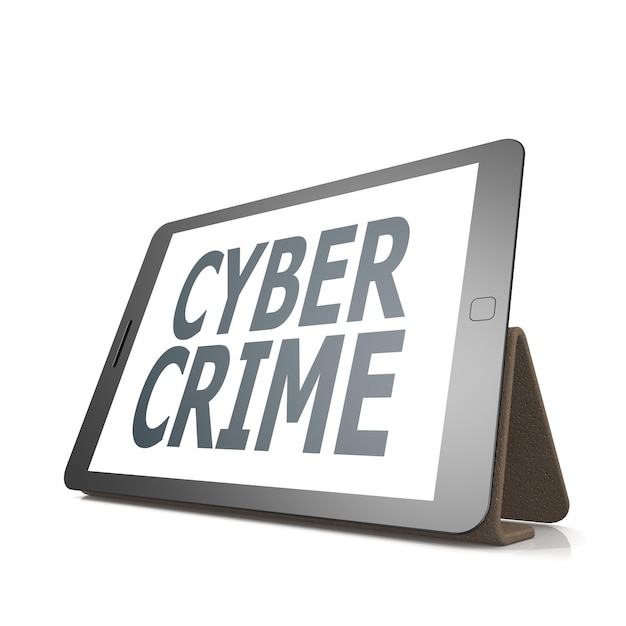 Tablet mit Wort für Cyberkriminalität