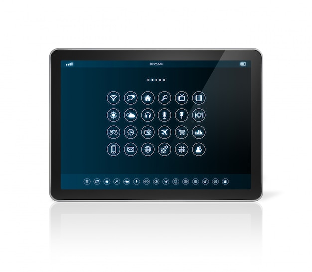 Tablet pc com interface de ícones de aplicativos