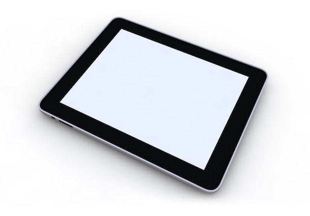 Tablet pc em renderização 3d de fundo branco