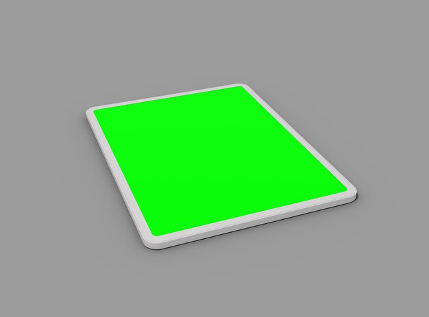 Foto tablet sem marca com design de tela verde alterável para uiux product showcase 3d render