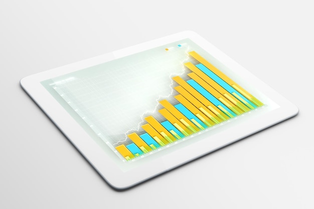 Tableta digital con gráfico de negocios