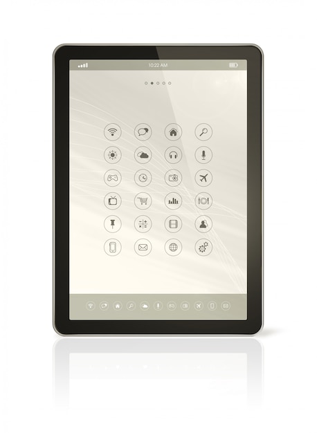 Foto tableta digital con interfaz de iconos de aplicaciones
