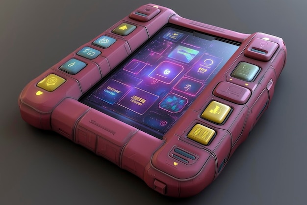 Tableta futurista con una interfaz colorida
