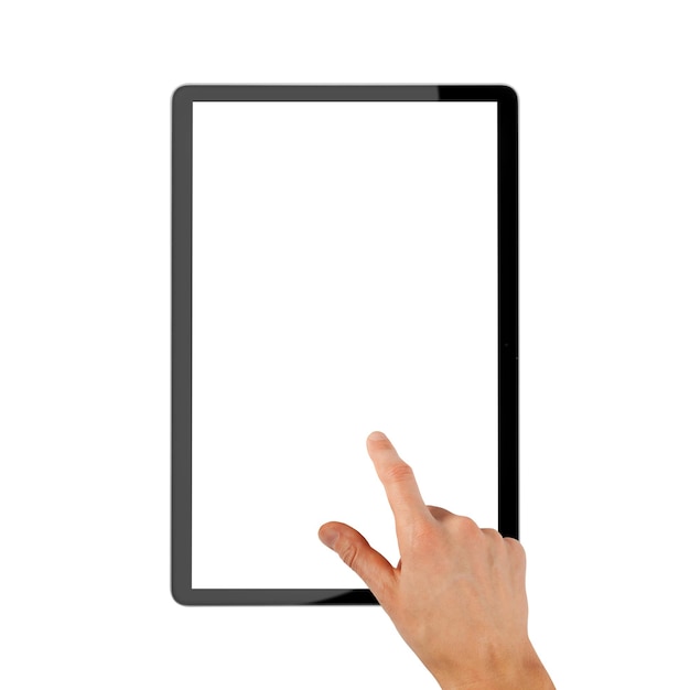 Una tableta ipad en una mano en los fondos png