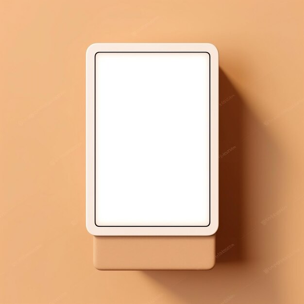 Tableta moderna que muestra una pantalla blanca sobre un fondo beige natural IA