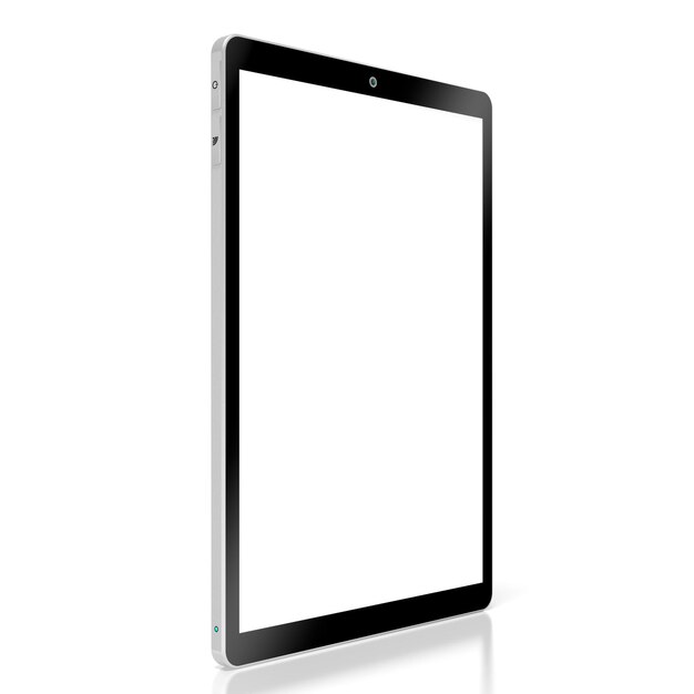 Tableta con pantalla vacía aislada sobre fondo blanco