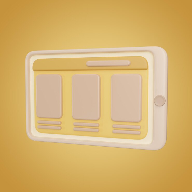 Foto tableta con sitio web ilustración 3d