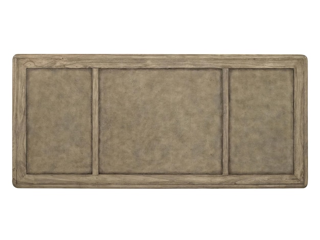 Tablón de madera rectangular gris con marco aislado en blanco