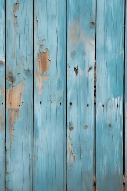 Tablones de madera arafeados con pintura descascarada y un agujero en el medio. IA generativa.