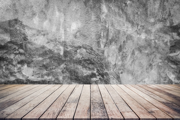 tablones de madera viejos o pisos de madera con cemento de pared, textura de fondo, uso para exhibición de productos