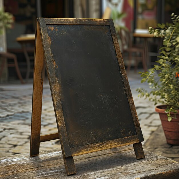 Foto tábua de sanduíche vazia para um menu e um desenho de giz