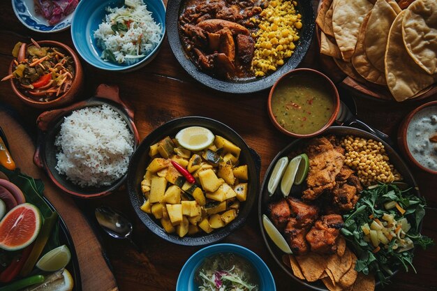 Tábua de vista superior cheia de uma variedade de alimentos deliciosos