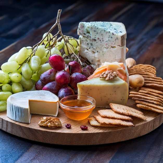 Tabuleiro de queijo com acompanhamentos