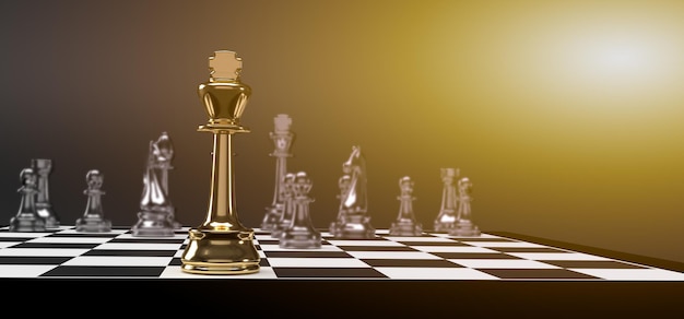 Vencedor da estratégia do jogo Golden Chess no tabuleiro de xadrez