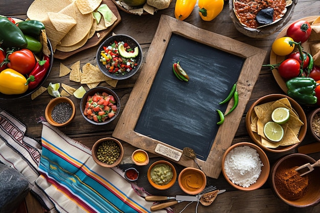 Foto tabuleiro entre a comida mexicana