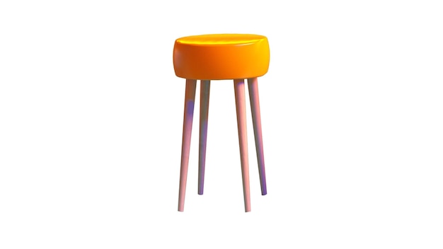 un taburete amarillo con un asiento naranja que dice "naranja"