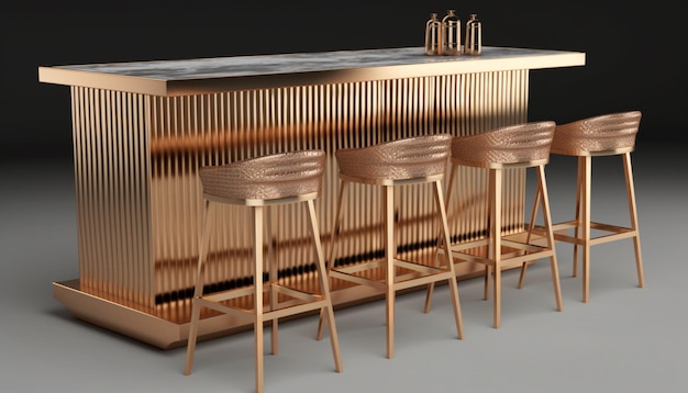 Taburete de bar de lujo en diseño moderno generado por IA