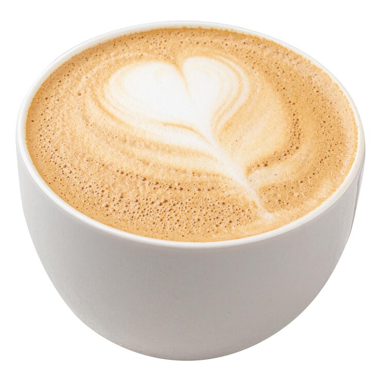 Foto taça branca de café quente com leite