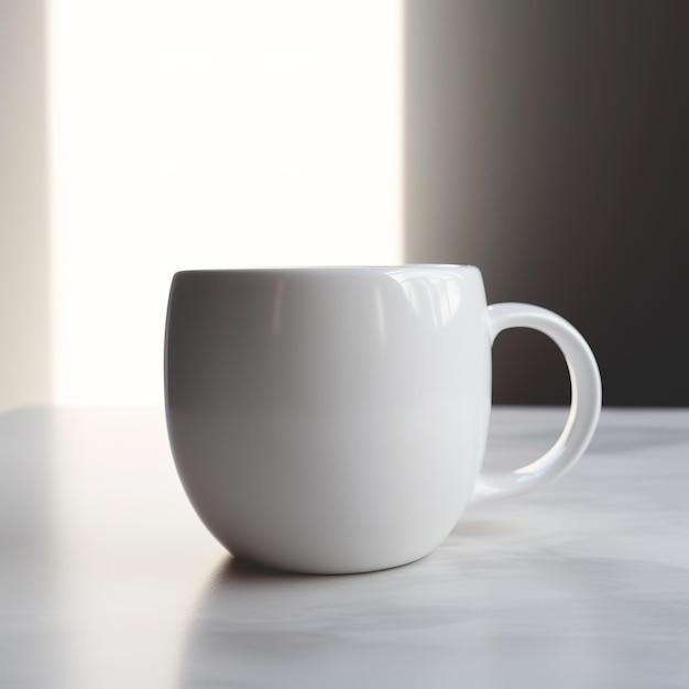 Taça branca de café quente na mesa