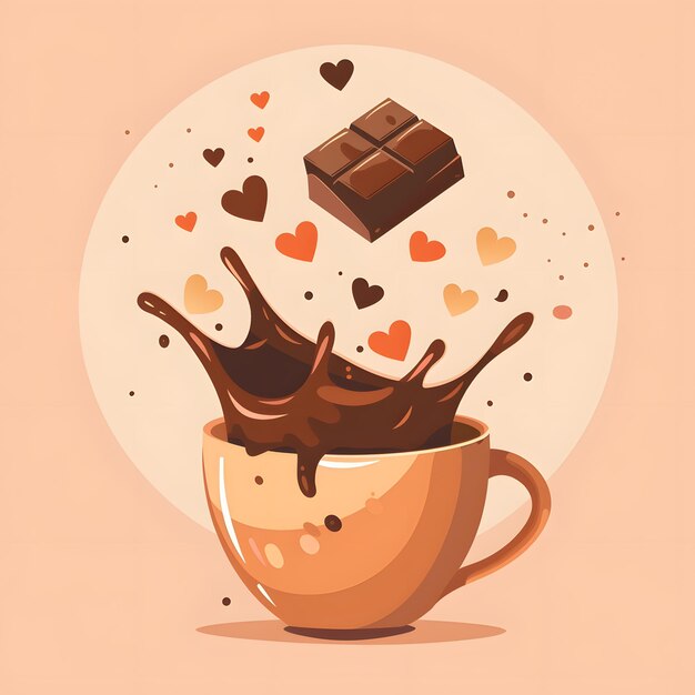 Foto taça de café com ilustração vetorial de dia de chocolate