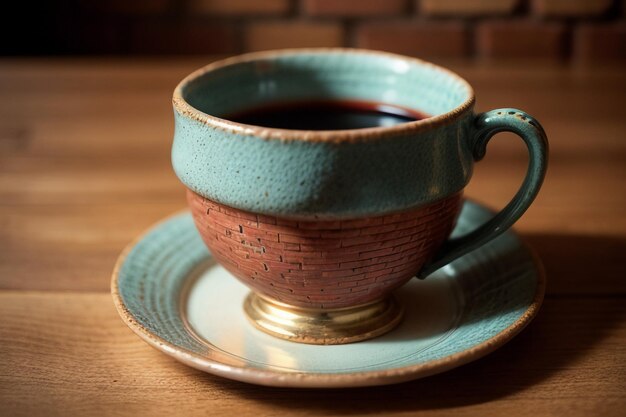 Taça de café de estilo retro decoração esculpida requintada de tijolos da parede da cidade nobre e elegante