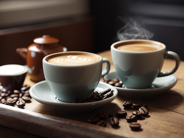 Taça de café e feijão AI Imagem generativa