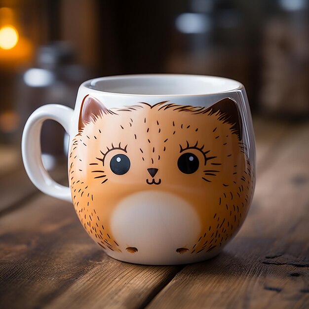 Taça de café isolada em uma mesa de madeira