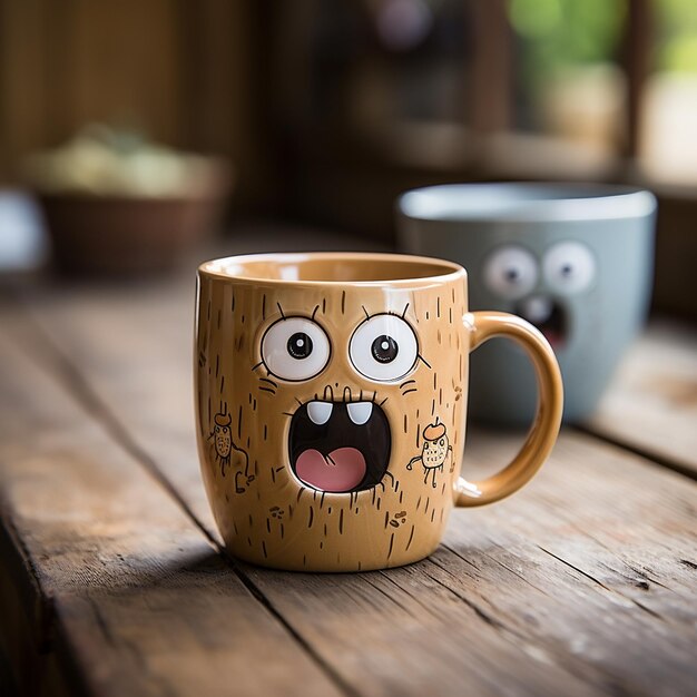 Taça de café isolada em uma mesa de madeira