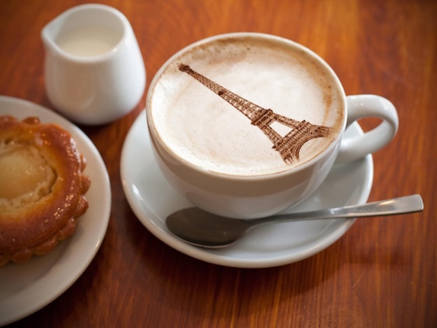 Taça de café na mesa.