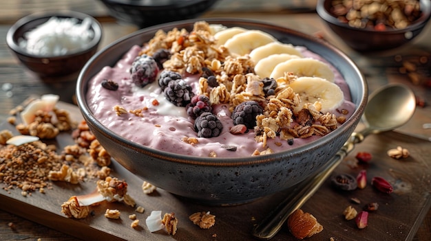 Taça de iogurte com granola e frutas