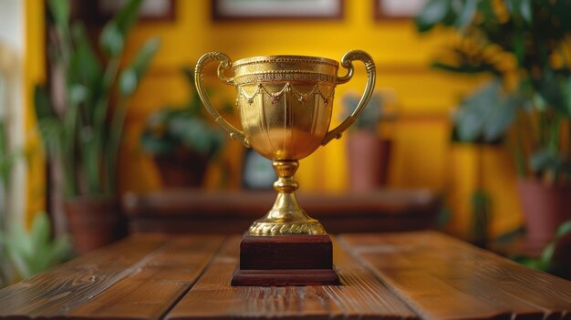 Foto taça de ouro brilhando brilhante vitória realização ia gerativa