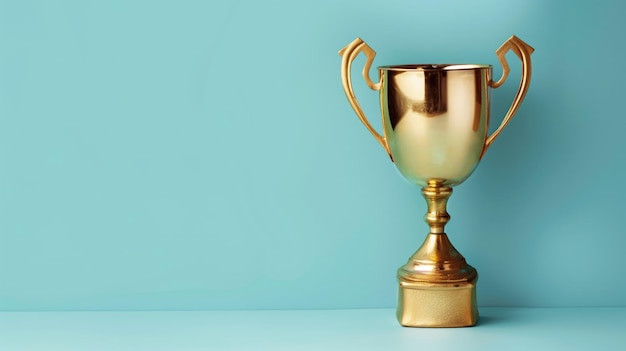 Taça de troféu dourado contra fundo azul simbolizando realização e sucesso