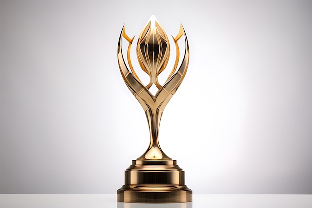 taça de troféu dourado em fundo branco ilustração de renderização 3D