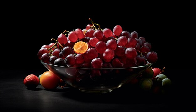 taça de uvas orgânicas frescas um lanche vegetariano saudável e suculento gerado por inteligência artificial