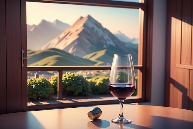 Taça de vidro de vinho lafite de vinho tinto elegante ilustração de fundo de papel de parede de bebida romântica