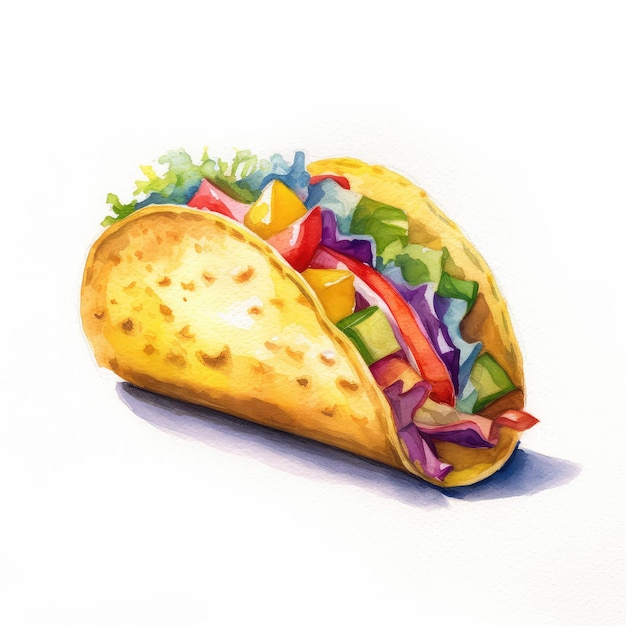 Taco acuarela ilustración generativa ai