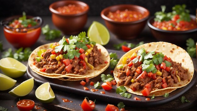 Taco de carne a la parrilla en pan plano generado por Ai