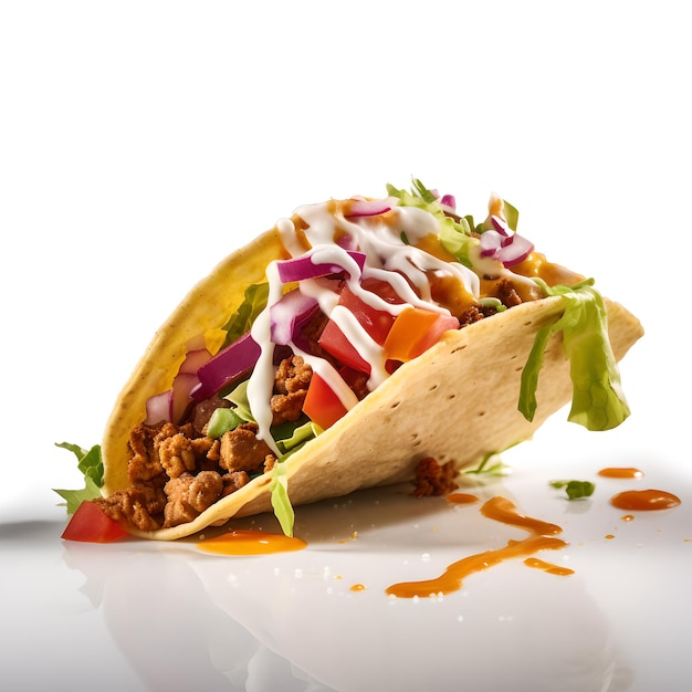 Un taco con carne y verduras en él