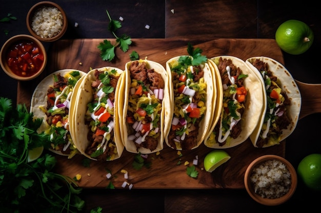 Taco mexicano tomate comida refeição molho pimenta vegetal pimenta fresco Generative AI