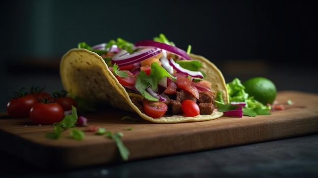 Taco mit gemischten gemüsebohnen ki-generiertes bild