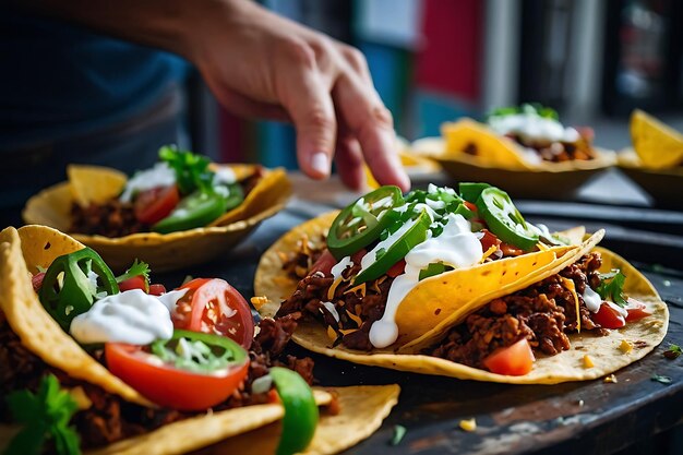 Taco nachos comida de la calle mexicana